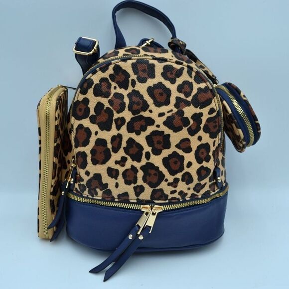 3N1 Leopard Pattern Backpack - Blue